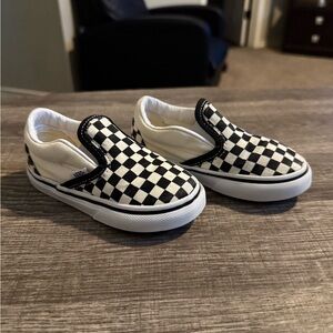 Vans Kids Black and White Checkered Slip-On Sneakers